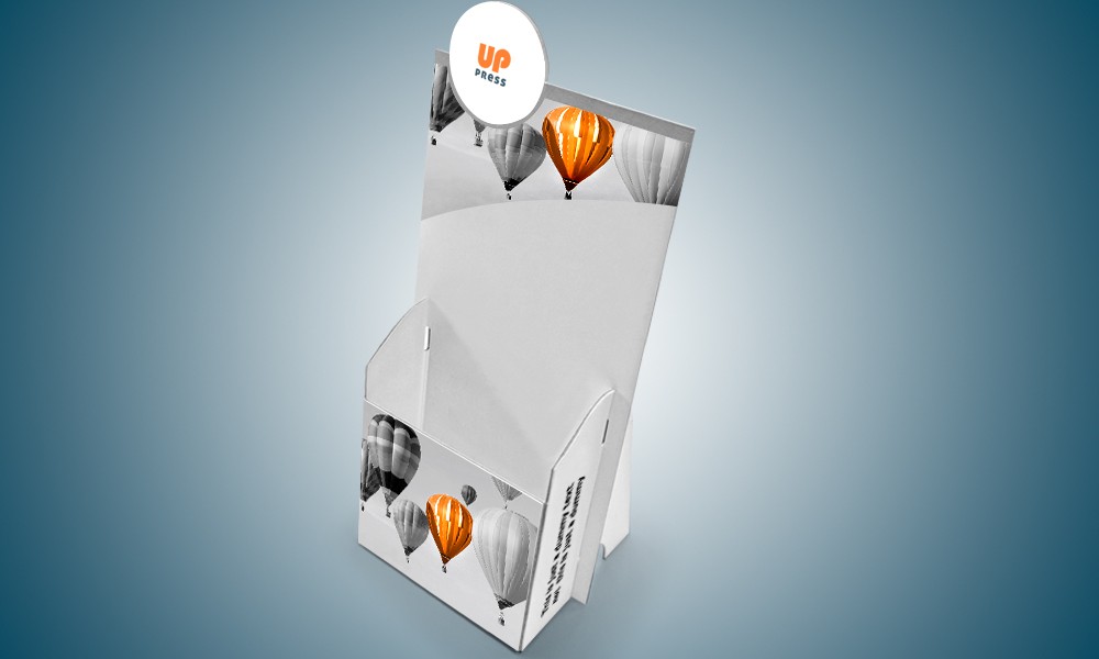 Desktop paper promotional stand for brochures.
